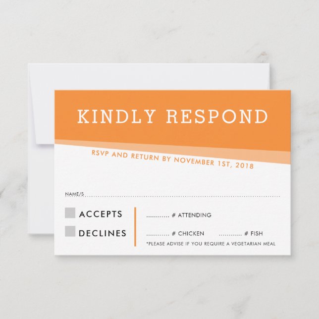 CARTE DE RÉPONSE RSVP simple moderne gras orange (Devant)