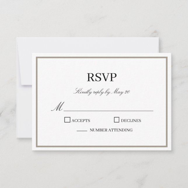 Carte de réponse RSVP simple Monogramme classique (Devant)