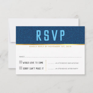 CARTE DE RÉPONSE RSVP Smart bold type or denim ble