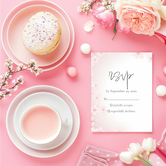 Carte de réponse RSVP Soft Cherry Blossom (Soft Cherry Blossom RSVP Response Card.)
