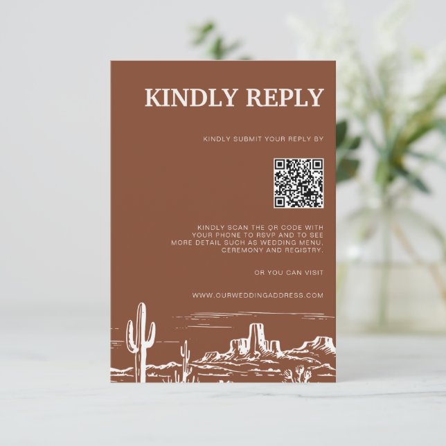 Carte de réponse RSVP Terracotta Western Desert (Debout devant)