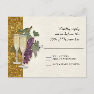 Carte de réponse RSVP Thème Vin Champagne Moderne