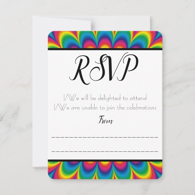 Carte de réponse RSVP Tie-Dye Psychédélique (Devant)