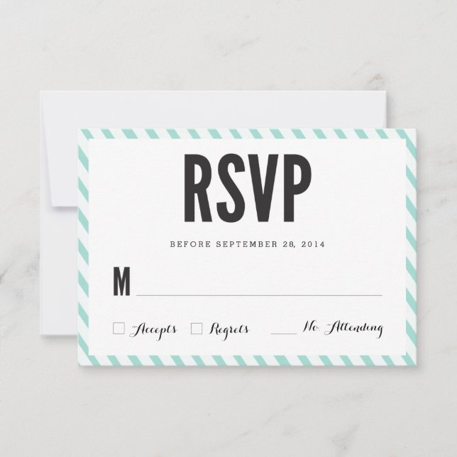 Carte de réponse RSVP turquoise Blue Stripes (Devant)
