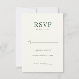 Carte de réponse RSVP Vert Élégant