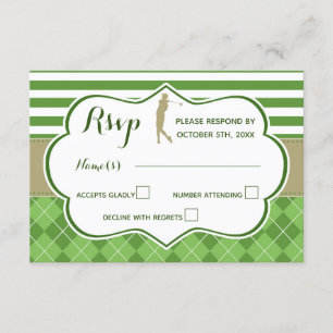 Carte de réponse RSVP vert golf or