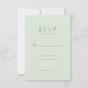 Carte de réponse RSVP Vert pastel élégant