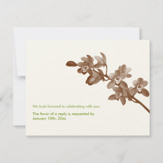 Carte de réponse RSVP verte écrue moderne pour mar