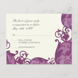 Carte de réponse RSVP Victoria Swirl - Plum violet