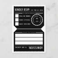 Carte de réponse RSVP vintage Theatre en noir