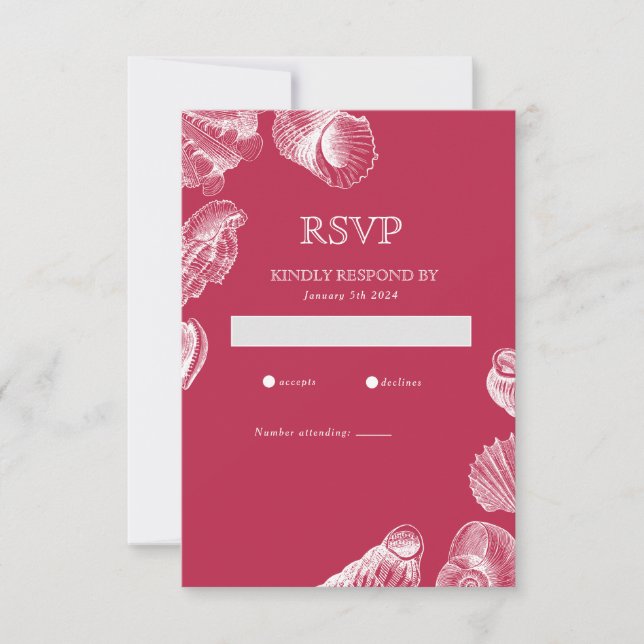 Carte de réponse RSVP Viva Magenta Coquillage Plag (Devant)