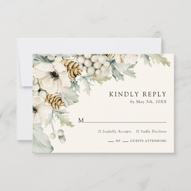 Carte de réponse RSVP Winter Dusty Blue (Devant)