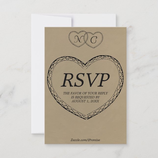 Carte de réponse Rustic Hearts (Devant)