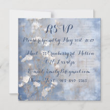 Carte de réponse Rustique Bleu