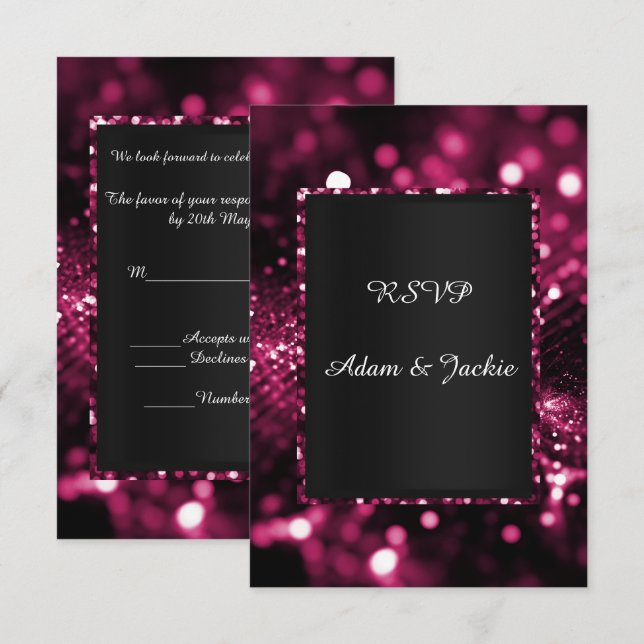 CARTE DE RÉPONSE SATINÉE PAILLETÉE ÉLÉGANCE LUXE r (Devant / Derrière)