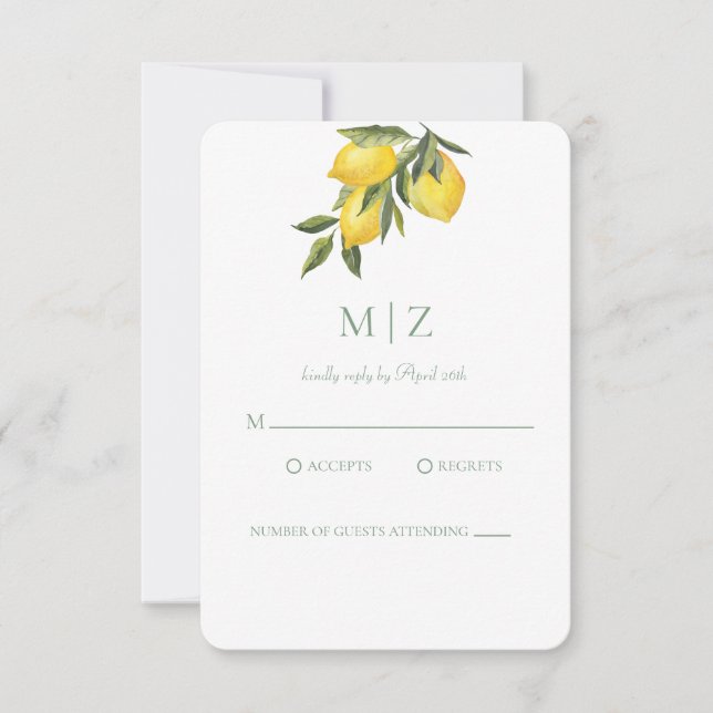 Carte de réponse Simple Chic Citrus (Devant)