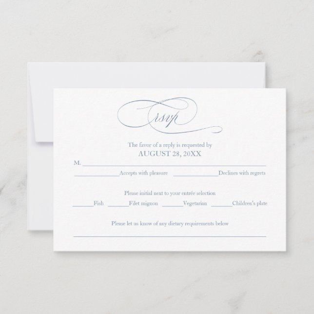 Carte de réponse simple et élégante de mariage ble (Devant)