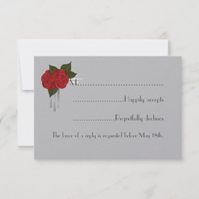 Carte de réponse simple et élégante du Mariage Ros (Devant)