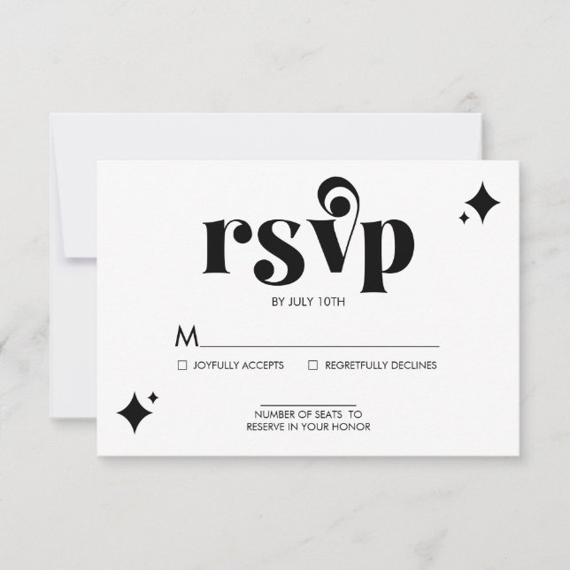 Carte de réponse simple et moderne pour mariage ré (Devant)