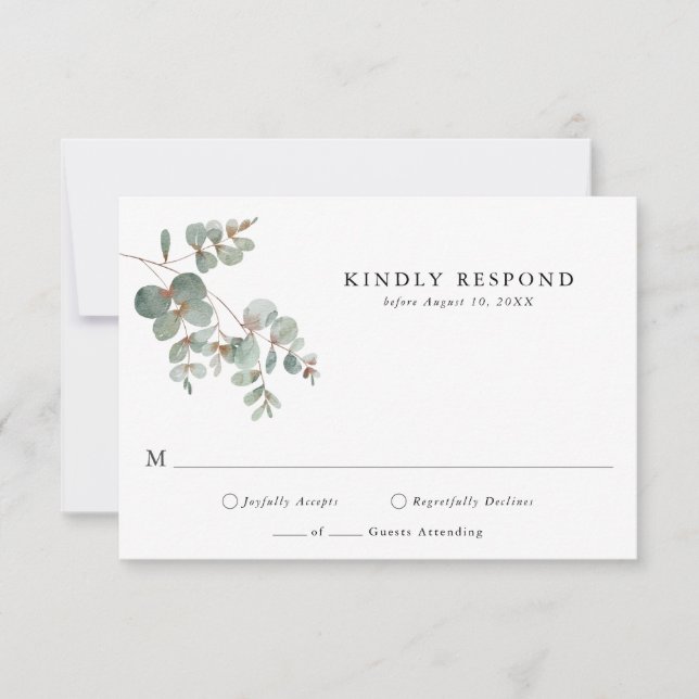 Carte de réponse simple Eucalyptus (Devant)