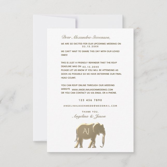 Carte de réponse simple invitation de mariage avec (Devant)