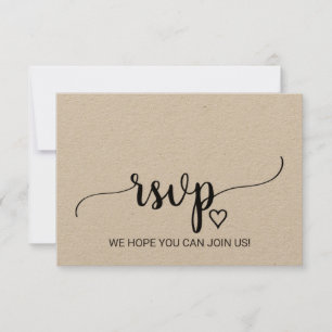 Carte de réponse simple Kraft calligraphie choix d