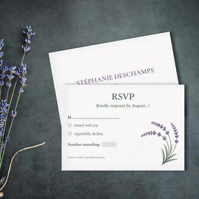 Carte de réponse simple lavande pour mariage (Simple Lavender Wedding RSVP Card)