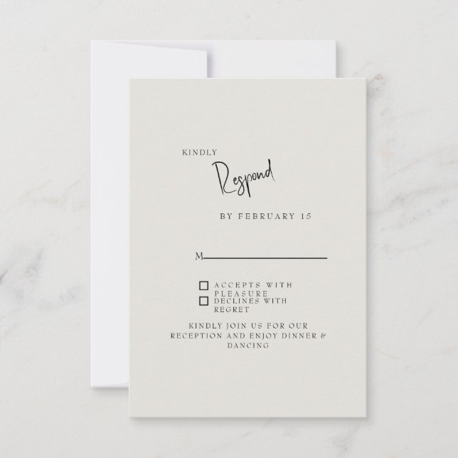 Carte de réponse simple mariage crème Forever Fait (Devant)