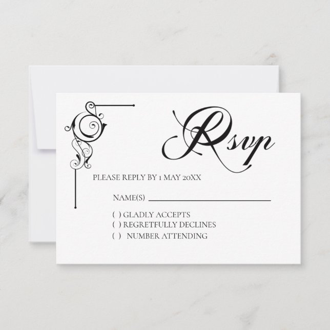 Carte de réponse simple pour mariage (Devant)
