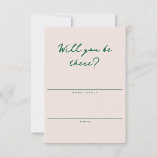 Carte de réponse simple rose coquillage et verte