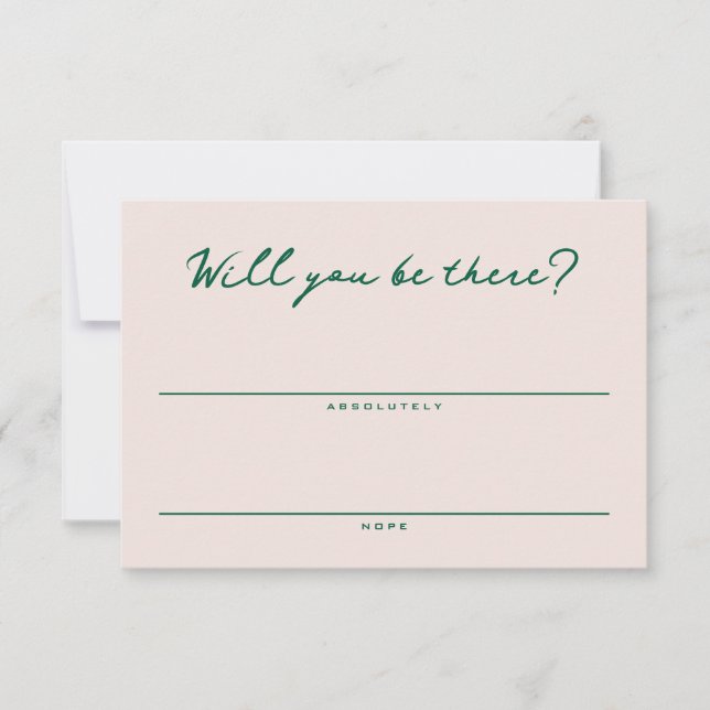 Carte de réponse simple rose et verte (Devant)