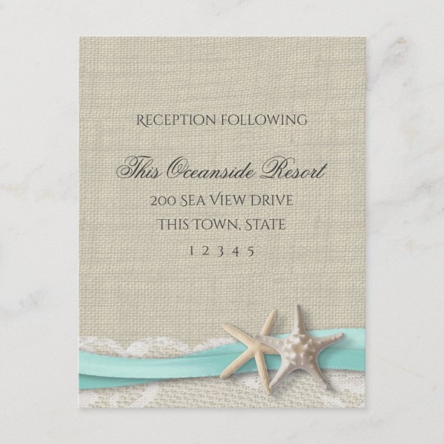 Carte de réponse Starfish et Lace Rustic Beach (Devant)