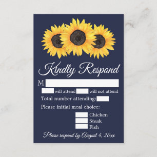 Carte de réponse Sunflower Country Blue