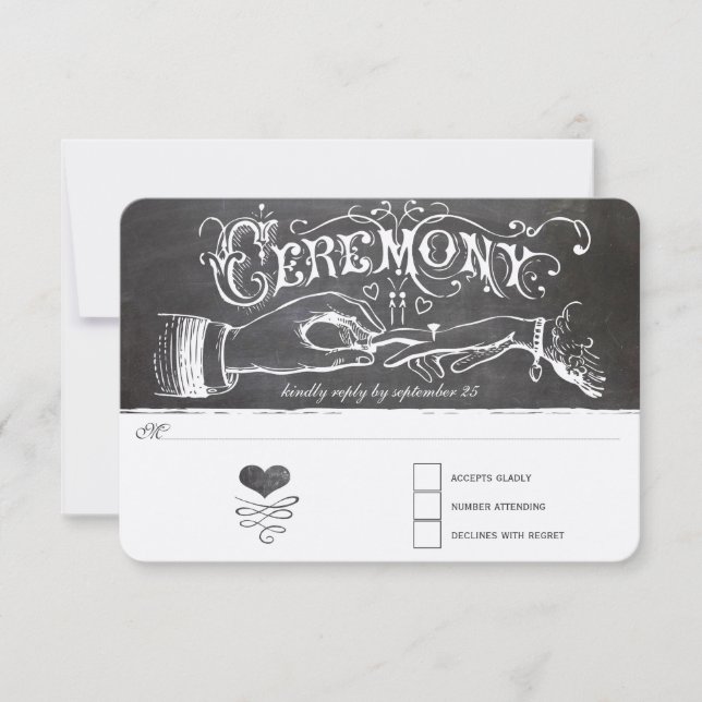 Carte de réponse tableau noir de cérémonie (Devant)