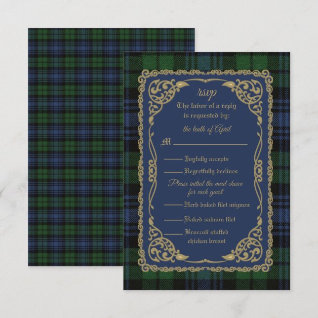 Carte de réponse Tartan antique Black Watch (Devant / Derrière)