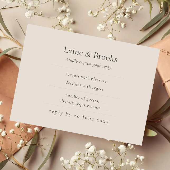 Carte de réponse Taupe RSVP | Réponse de mariage é (Créateur téléchargé)
