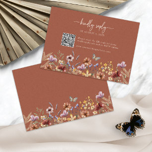Carte de réponse Terracotta Boho Wildflower