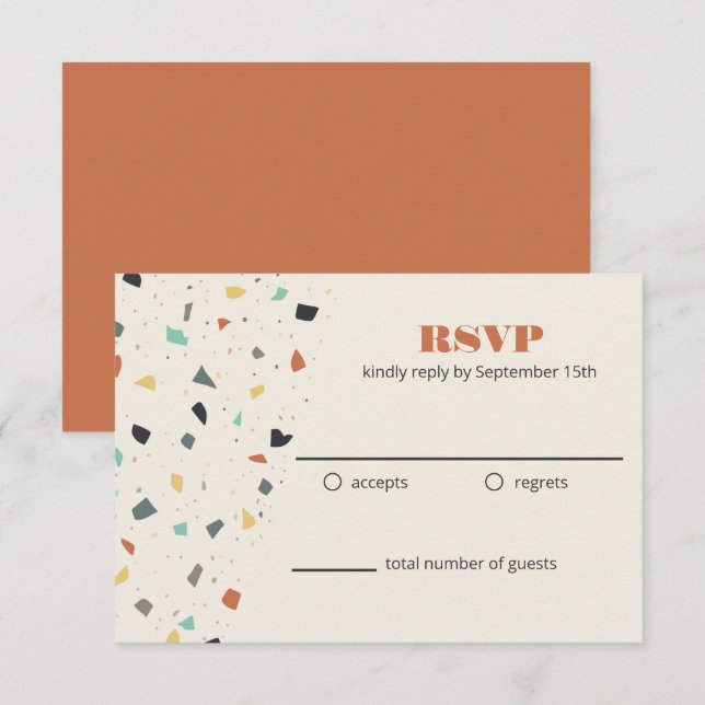 Carte de réponse Terrazzo Tile Confetti de style m (Devant / Derrière)