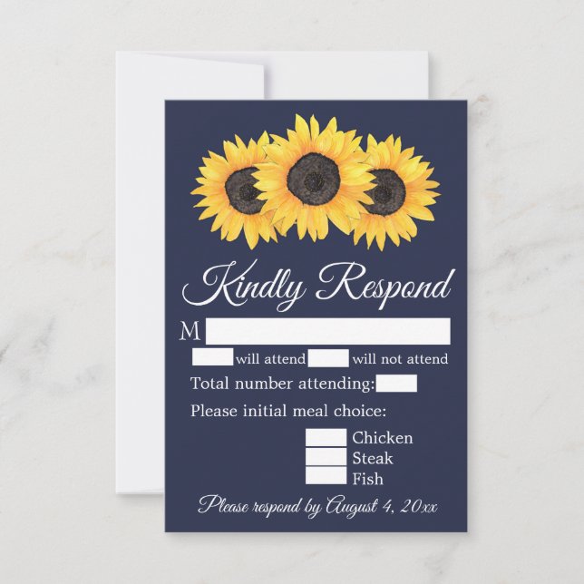 Carte de réponse Tournesols Campagne Bleue (Devant)