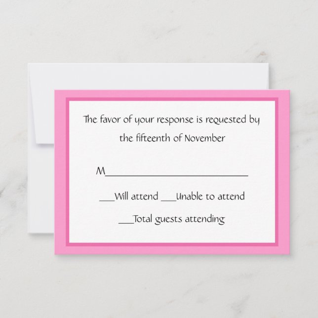 Carte de réponse tout usage rose et blanc (Devant)