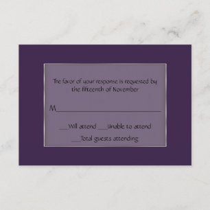 Carte de réponse tout usage violet et argent