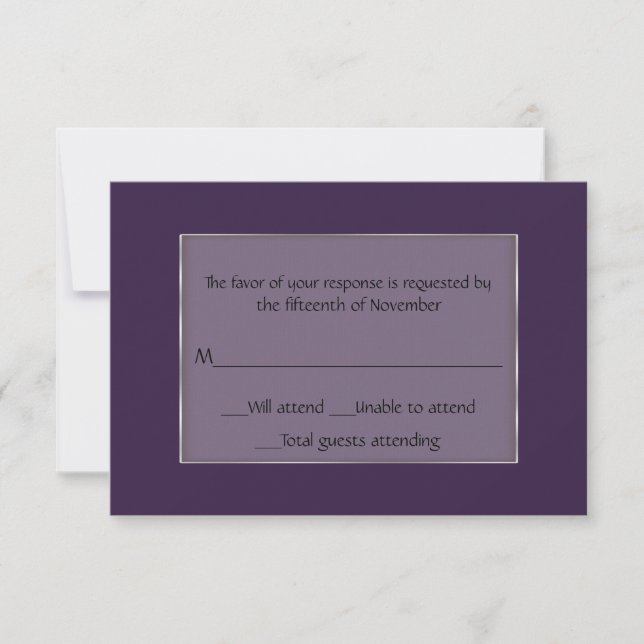 Carte de réponse tout usage violet et argent (Devant)