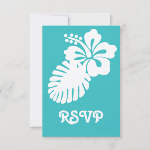 Carte de réponse Tropical Hibiscus en Turquoise