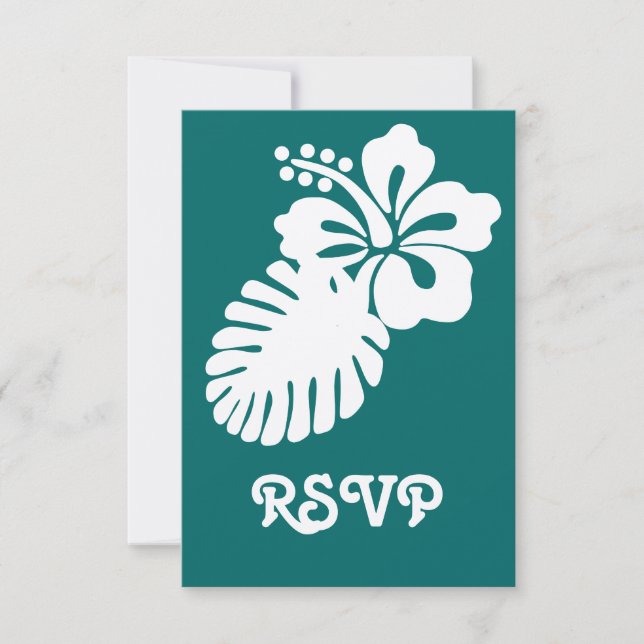 Carte de réponse Tropical Hibiscus in Teal (Devant)
