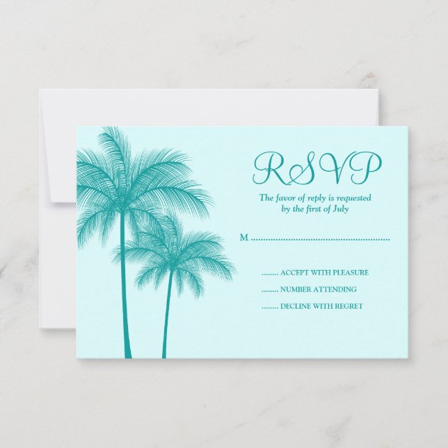 Carte de réponse tropicale turquoise Palm Tree (Devant)