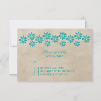 Carte de réponse turquoise Floral Vintage Wedding