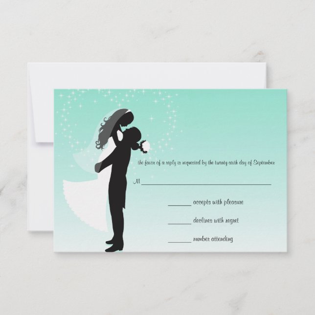 Carte de réponse turquoise Ombre Silhouette RSVP (Devant)