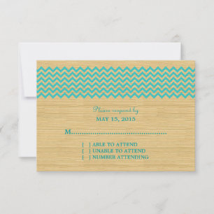 Carte de réponse turquoise Rustique Chevron