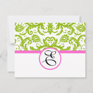 Carte de réponse verte et rose