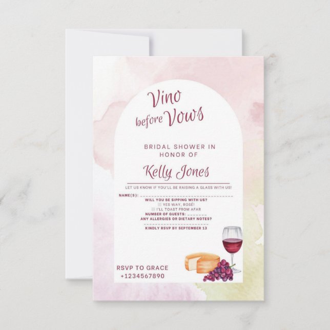 Carte de réponse Vino Avant Vows (Devant)